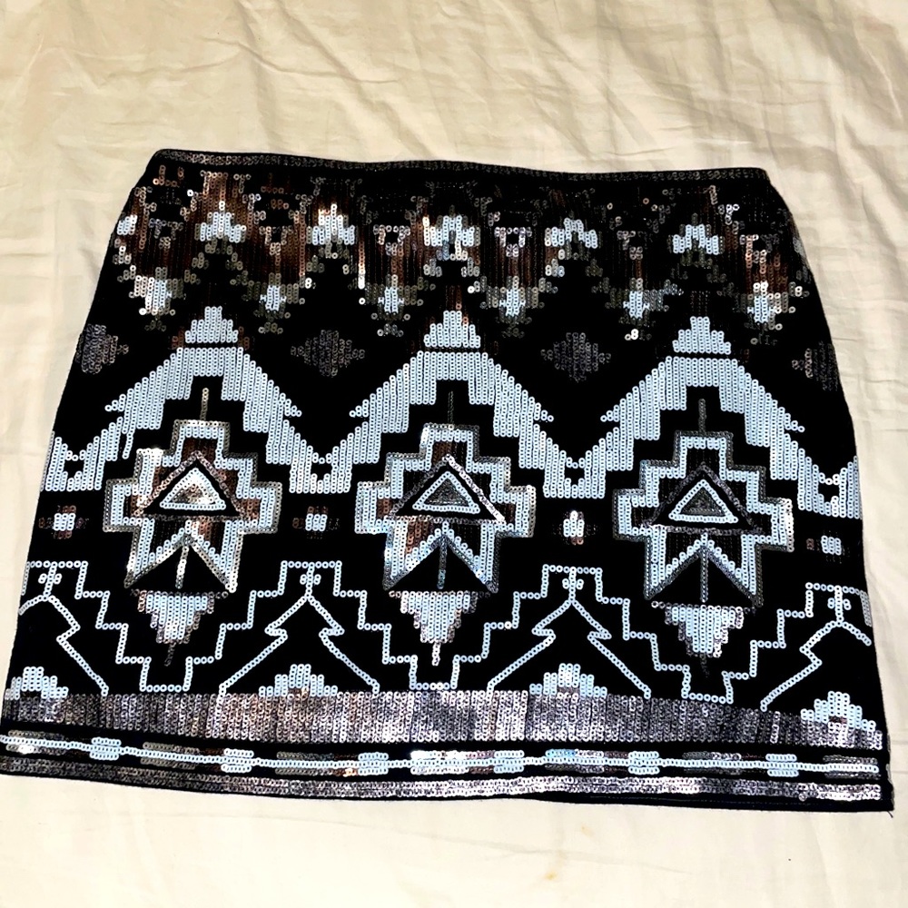 Express black sequin skirt